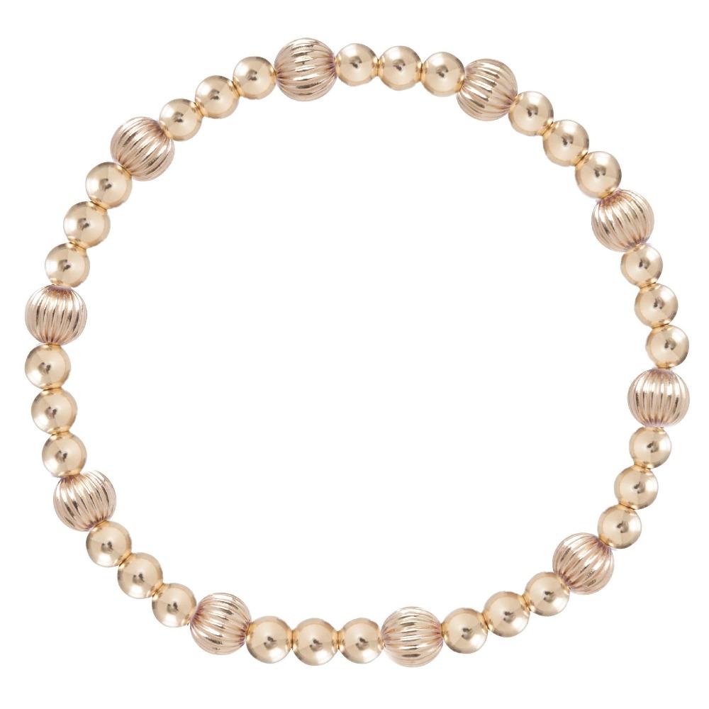 Dignity Sincerity Pattern 6mm Bead Bracelet - Gold