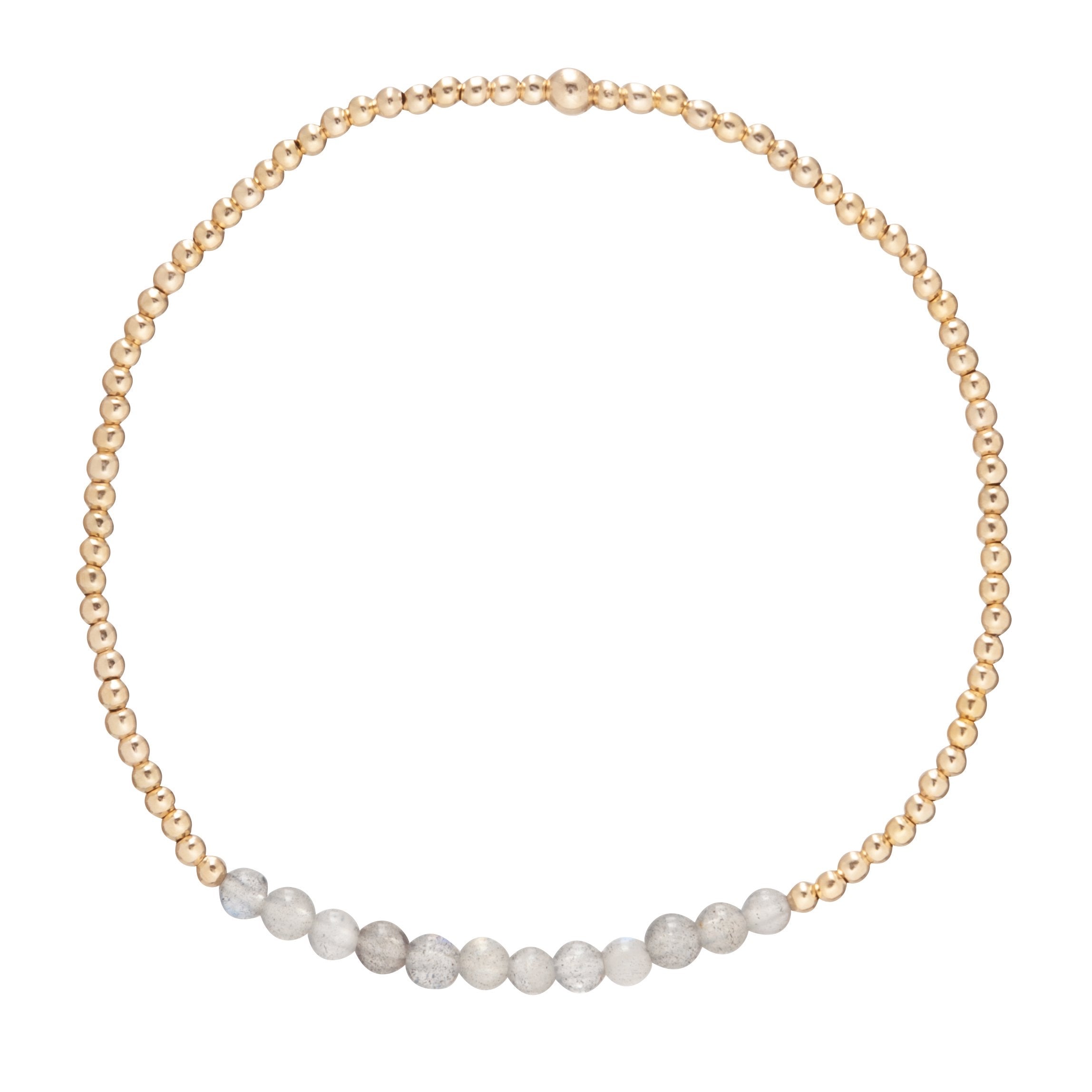 Gold Bliss 2mm Bead Bracelet - Labradorite
