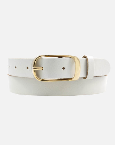 Lasse Skinny Leather Belt- White