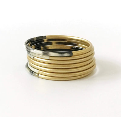 Shiny Gold Horn Bangle Set "Gold"