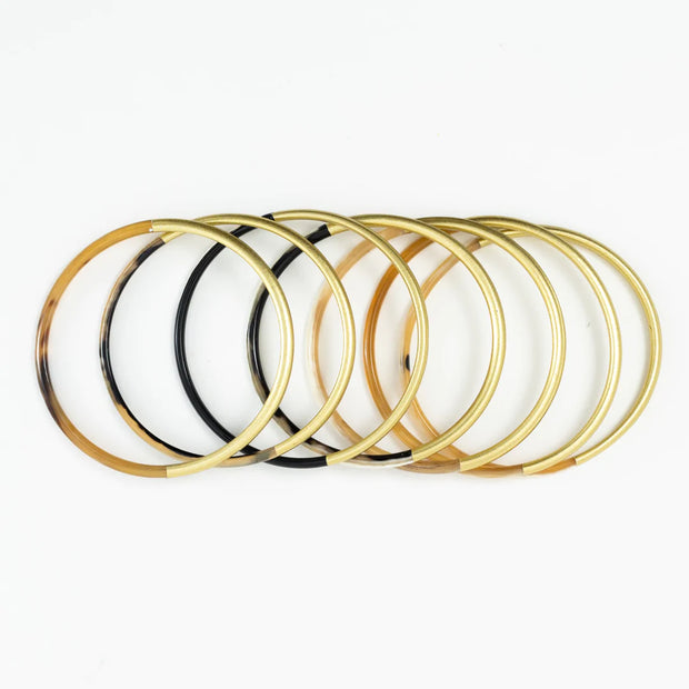 Shiny Gold Horn Bangle Set "Gold"