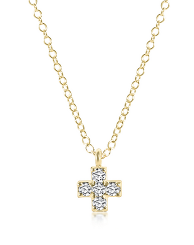 14kt Gold And Diamond Signature Cross Necklace