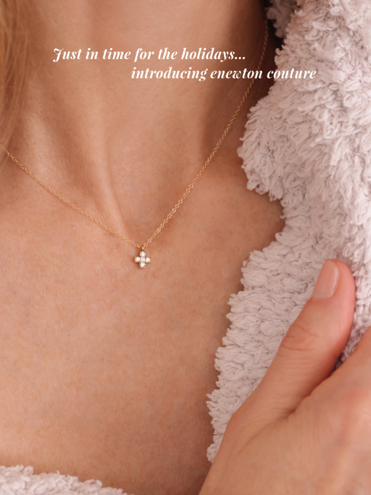 14kt Gold And Diamond Signature Cross Necklace